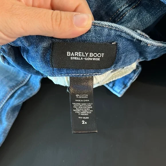 Express Blue Barley Boot Stella Low Rise  Jeans with Distressed Details - Picture 3 of 5